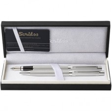 SCRİKSS Set Fountain Pen - Ballpoint Pen Venus 722 Wave Chrome CT