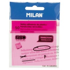 MİLAN 50 translucent removable Fluo pink adhesive notes 76 x 76 mm