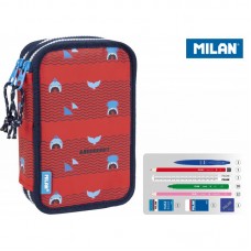 Filled double decker pencil case Shark Attack, red 081264srt